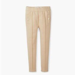 Hope & Henry Baby Girls Cream Light Khaki Pintuck Ponte Pant  Legging